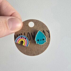 Willow May Blue Rainbow and Water Drop Earrings